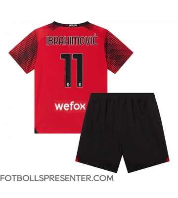 AC Milan Zlatan Ibrahimovic #11 Hemmatröja Barn 2023-24 Kortärmad (+ korta byxor)